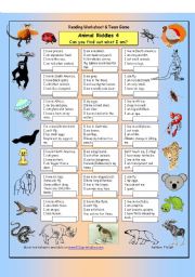 English Worksheet: Animal Riddles 4 (Quite difficult)