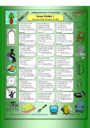 English Worksheet: House Riddles (Easy)