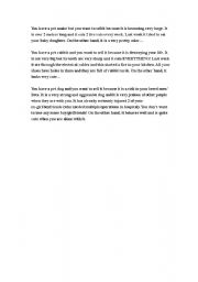 English Worksheet: pets role play cards