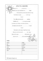 English Worksheet: Away in a Manger Cloze