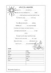 English worksheet: Away in a Manger Cloze