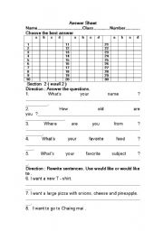 English Worksheet: test