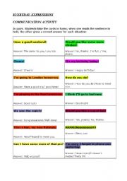 English worksheet: everyday expressions game