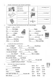 English Worksheet: revision - to be