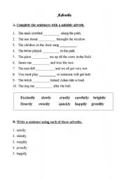 English Worksheet: Adverbs
