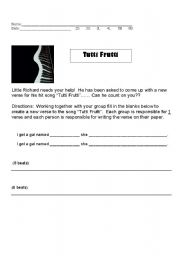 English worksheet: Tutti Fruiti