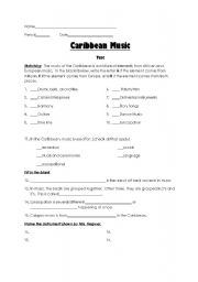 English Worksheet: Caribbean Music