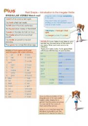 English Worksheet: Past tense - Intro to irregular past verbs 