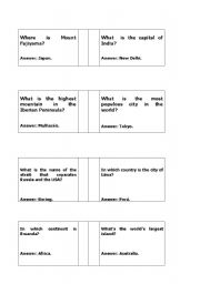 English Worksheet: Geography Trivia Questions