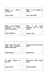 English worksheet: Geography Trivia Questions