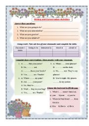 English Worksheet: Writing and Conversation Activities