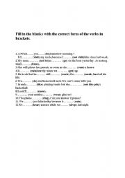 English worksheet: Revision of all Tenses-1