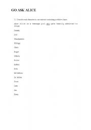 English Worksheet: literature-go ask alice