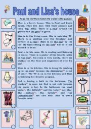 English Worksheet: PAUL AND LISAS HOUSE