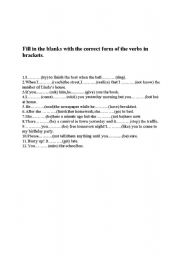 English Worksheet: Revision of all Tenses-2
