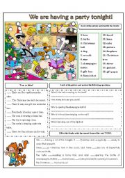 English Worksheet: WE ARE HAVING A PARTY TONIGHT!