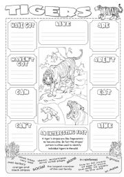 English Worksheet: Describing Tigers