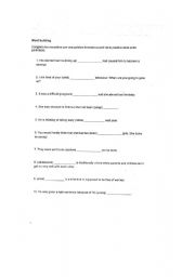 English Worksheet: word building