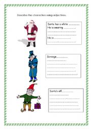 English Worksheet: Describing Christmas characters