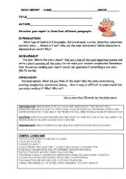 English Worksheet: BOOK REPORT INSTRUCTIONS