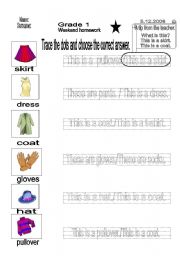 English worksheet: clothes