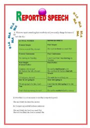 English Worksheet: REPORTED SPEECH