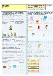 English Worksheet: The second  written  exam  of  sixth  classes 