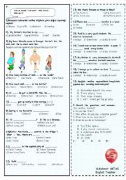 English Worksheet: The second  written  exam  of  sixth  classes 