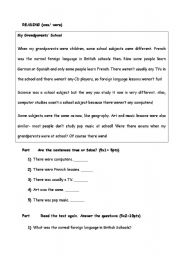 English Worksheet: was/ were