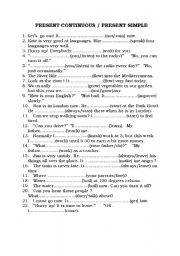 English Worksheet: present simple / present continuous