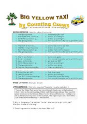 English Worksheet: Big Yellow Taxi (by Counting Crows)