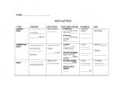 English Worksheet: Rock Matrix Fill-In