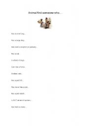English Worksheet: Animal find someone who