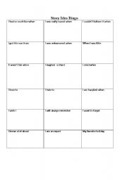 English worksheet: Story Idea Bingo (To Be Used in Writing Workshop and sized to fit in Writers Notebook)