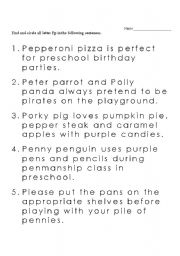 English Worksheet: Circle letter Pp