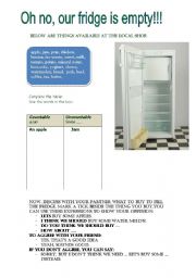 English Worksheet: Our Fridge is empty