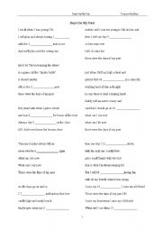English worksheet: song: days on my past