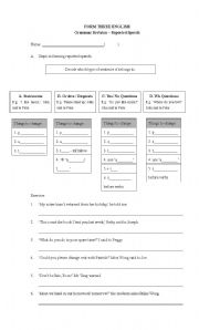 English Worksheet: reported speech summary