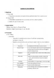 English Worksheet: Lesson PLan in Teaching Writing