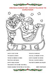 English Worksheet: Color Santa 