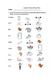 English Worksheet: ADJECTIVES OPPOSITES