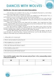 English Worksheet: Dances with wolves Reading