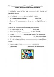 English Worksheet: Relative pronouns