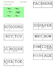 English Worksheet: DIPHTHONGS Dominoes 1