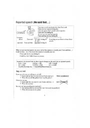 English worksheet: reported speech