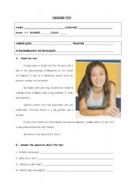 English Worksheet: English test - 6th grade part1