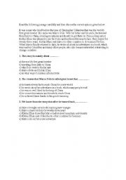 English worksheet: reading comprehension