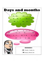 English Worksheet: Days and months 