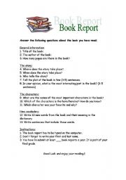 English Worksheet: Book report