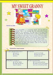 English Worksheet: Test about family- My Sweet Granny